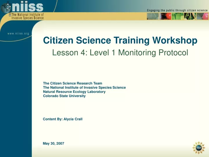 citizen science training workshop lesson 4 level