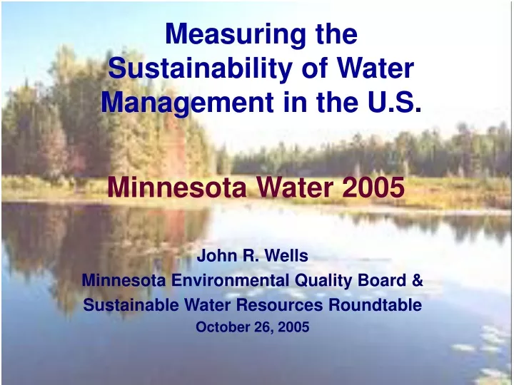 measuring the sustainability of water management in the u s
