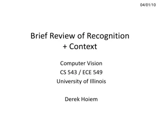 Brief Review of Recognition + Context