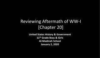 Reviewing Aftermath of WW-I [Chapter 20]