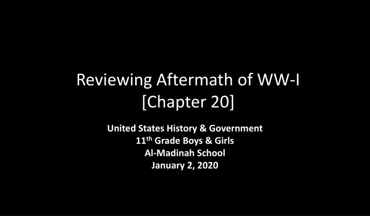 reviewing aftermath of ww i chapter 20