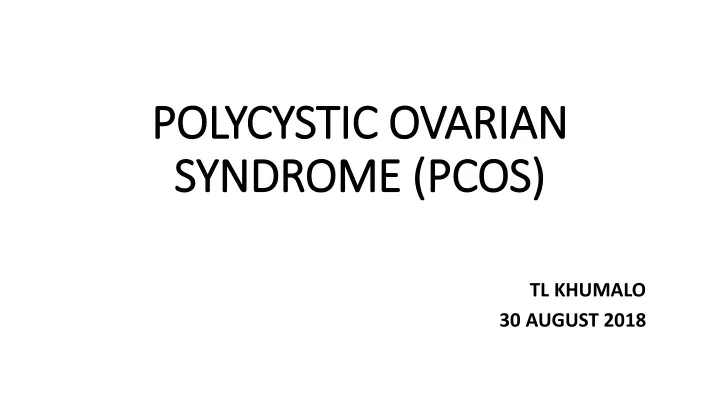 polycystic ovarian syndrome pcos