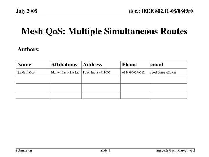 mesh qos multiple simultaneous routes