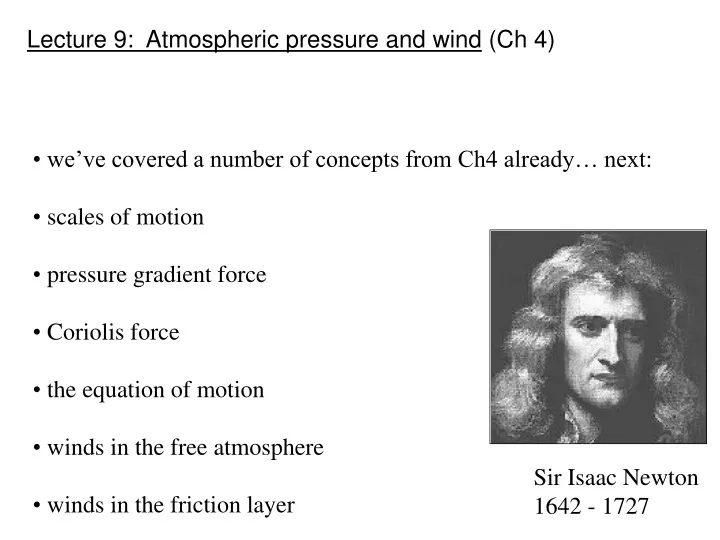 lecture 9 atmospheric pressure and wind ch 4