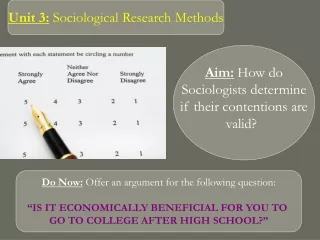 Unit 3:  Sociological Research Methods