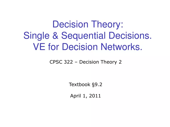 decision theory single sequential decisions
