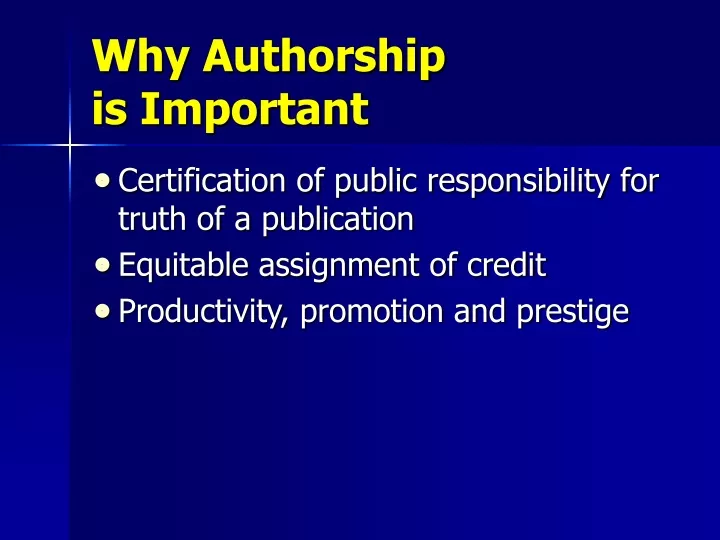 why authorship is important