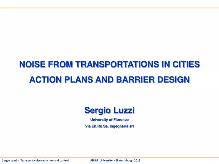 noise from transportations in cities action plans