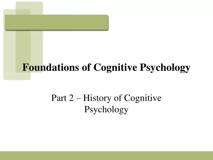 foundations of cognitive psychology