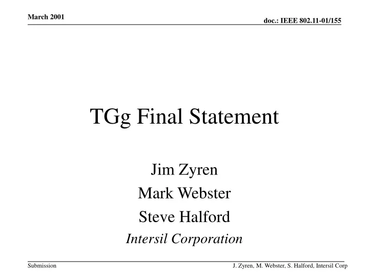 tgg final statement