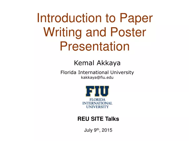 introduction to paper writing and poster presentation