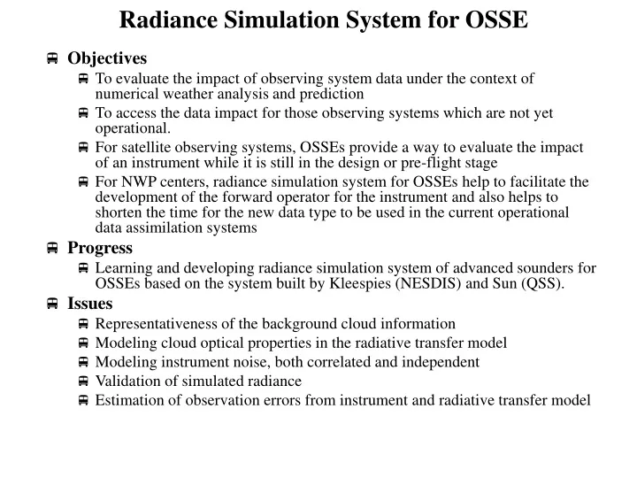 radiance simulation system for osse