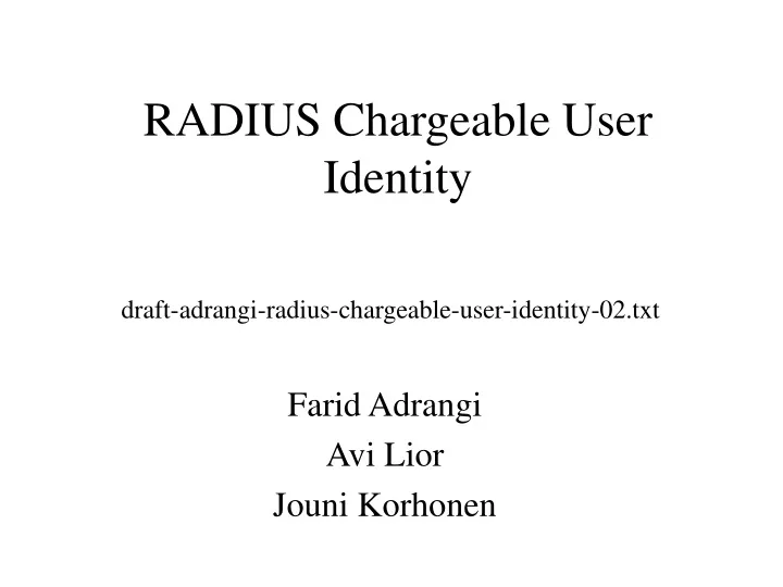 radius chargeable user identity