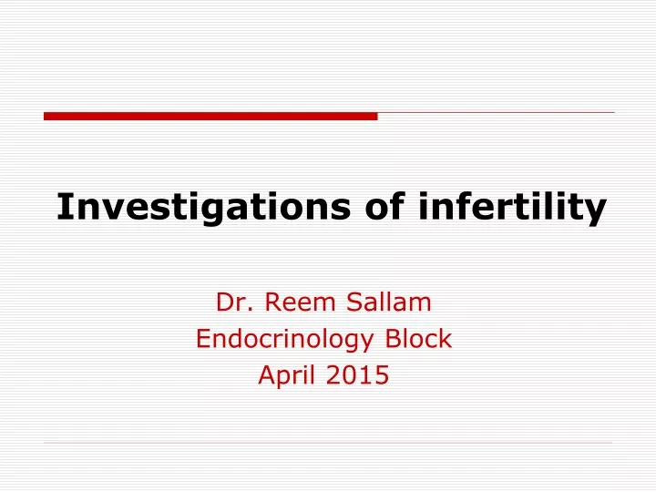investigations of infertility