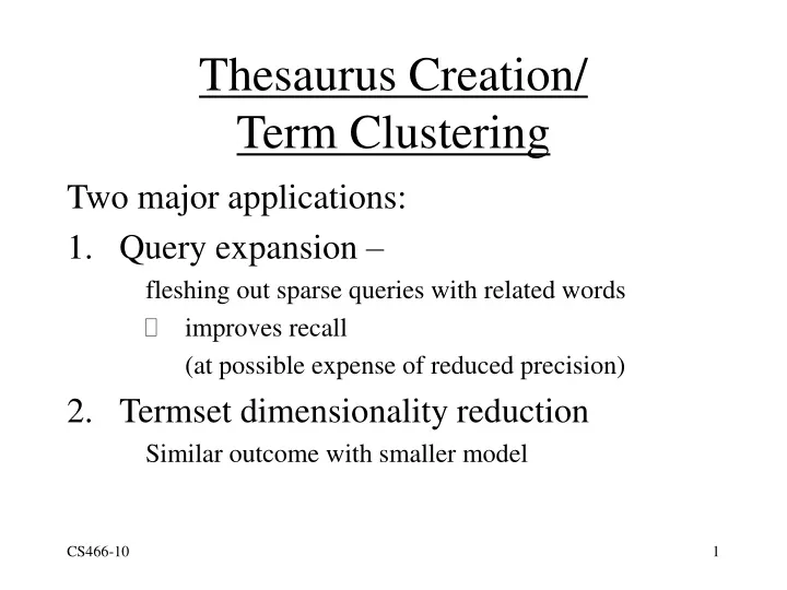 thesaurus creation term clustering