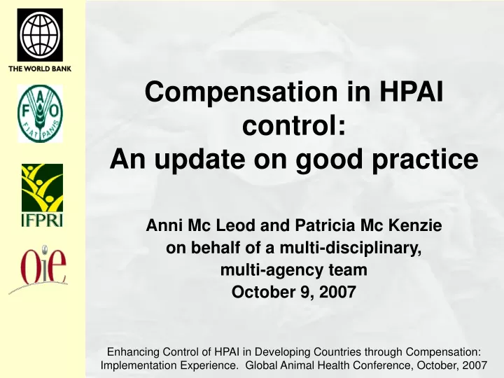 compensation in hpai control an update on good practice