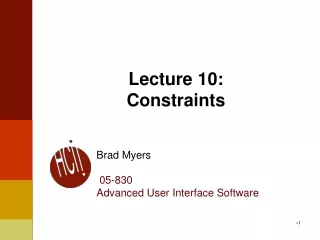 Lecture 10: Constraints