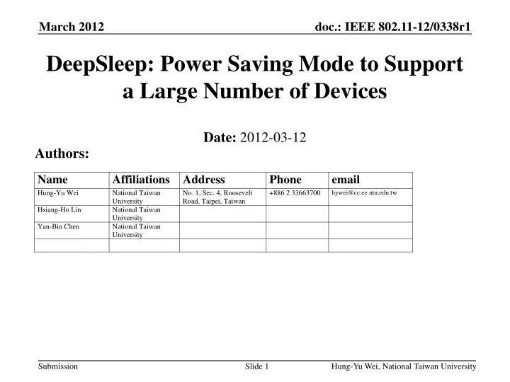 deepsleep power saving mode to support a large number of devices