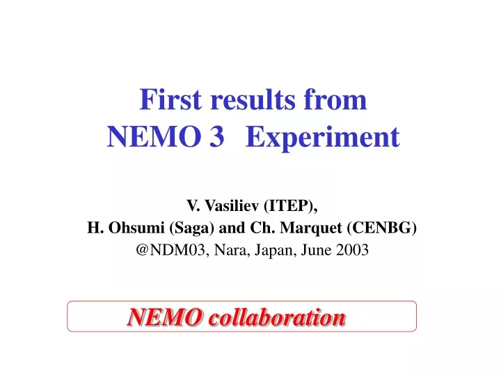 first results from nemo 3 experiment