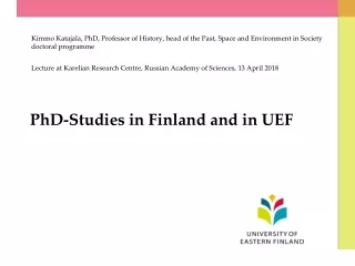 PhD-Studies in Finland and in UEF