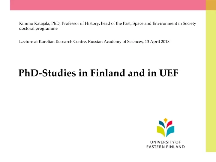 phd studies in finland and in uef