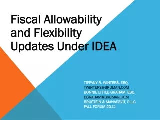 Fiscal Allowability and Flexibility Updates Under IDEA