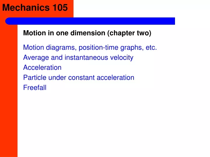motion in one dimension chapter two