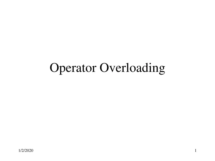 operator overloading