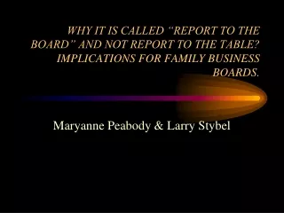 Maryanne Peabody &amp; Larry Stybel