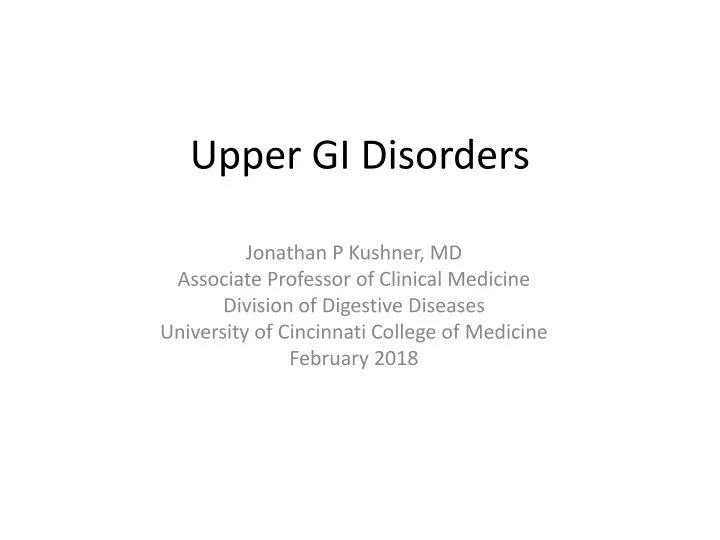 upper gi disorders