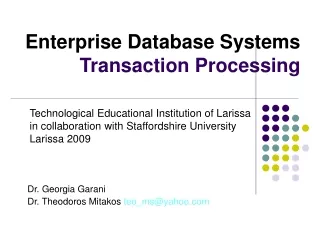 Enterprise Database Systems Transaction Processing