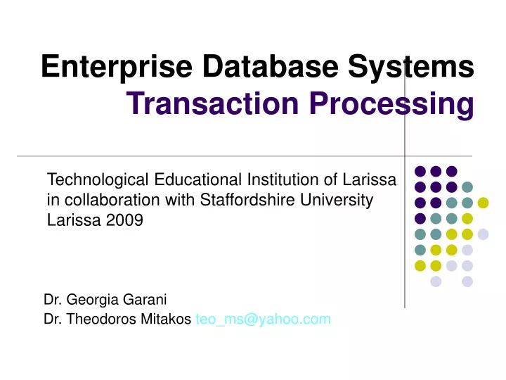 enterprise database systems transaction processing