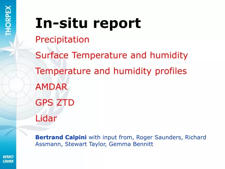 in situ report precipitation surface temperature
