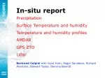 In-situ report Precipitation Surface Temperature and humidity Temperature and humidity profiles