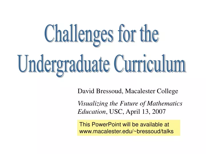 challenges for the undergraduate curriculum
