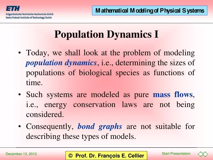 population dynamics i