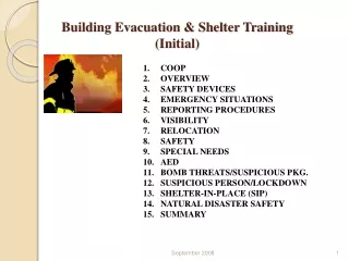 Building Evacuation &amp; Shelter Training  (Initial)
