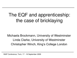 The EQF and apprenticeship: the case of bricklaying