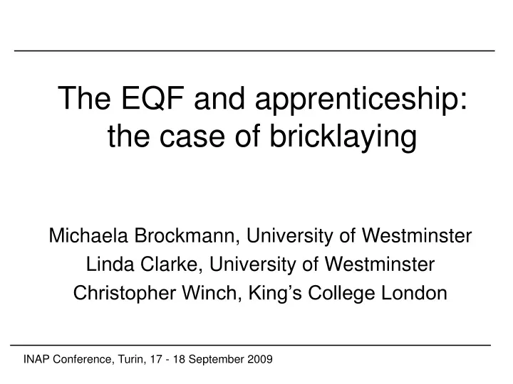 the eqf and apprenticeship the case of bricklaying