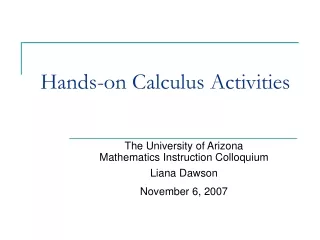 Hands-on Calculus Activities