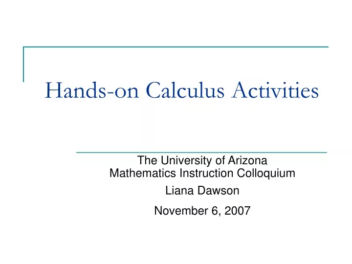 hands on calculus activities