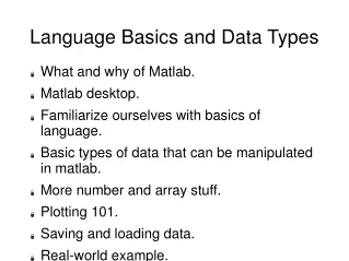 Language Basics and Data Types