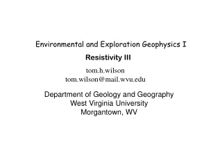 Environmental and Exploration Geophysics I