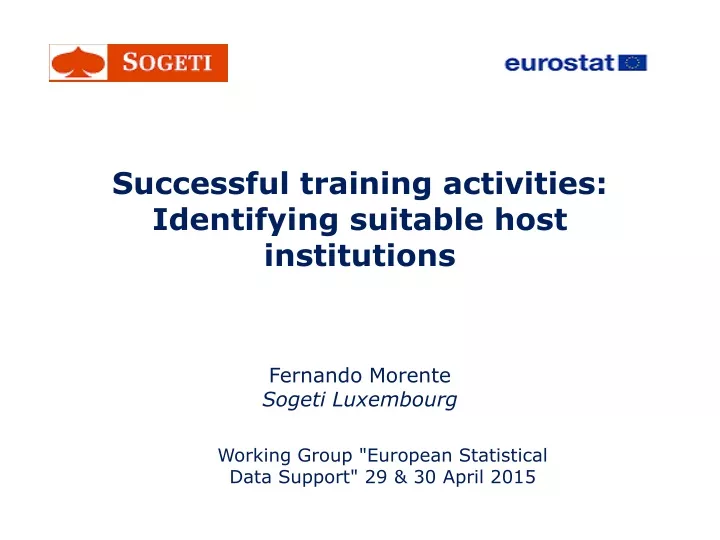 successful training activities identifying suitable host institutions