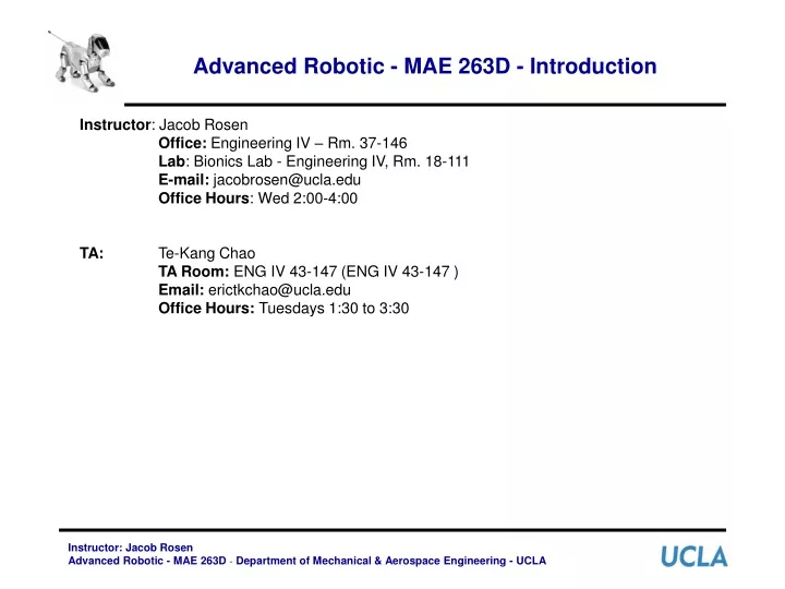 advanced robotic mae 263d introduction
