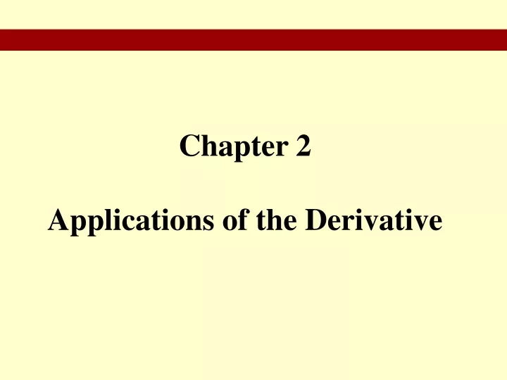 chapter 2 applications of the derivative