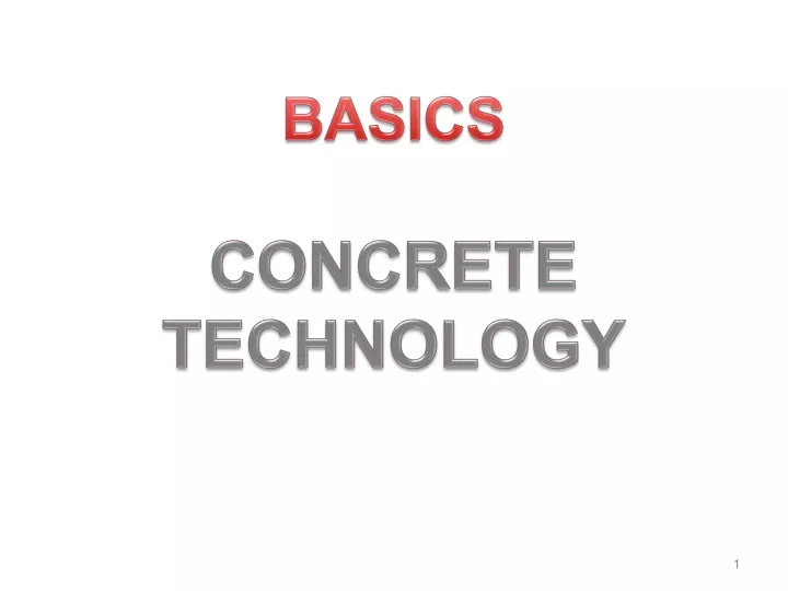 basics concrete technology