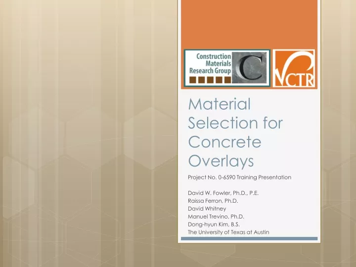 material selection for concrete overlays