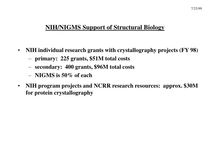 nih nigms support of structural biology