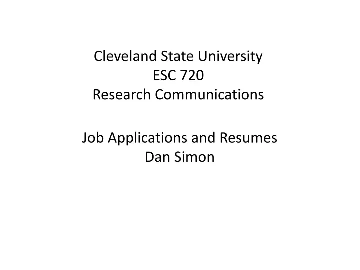 cleveland state university esc 720 research communications